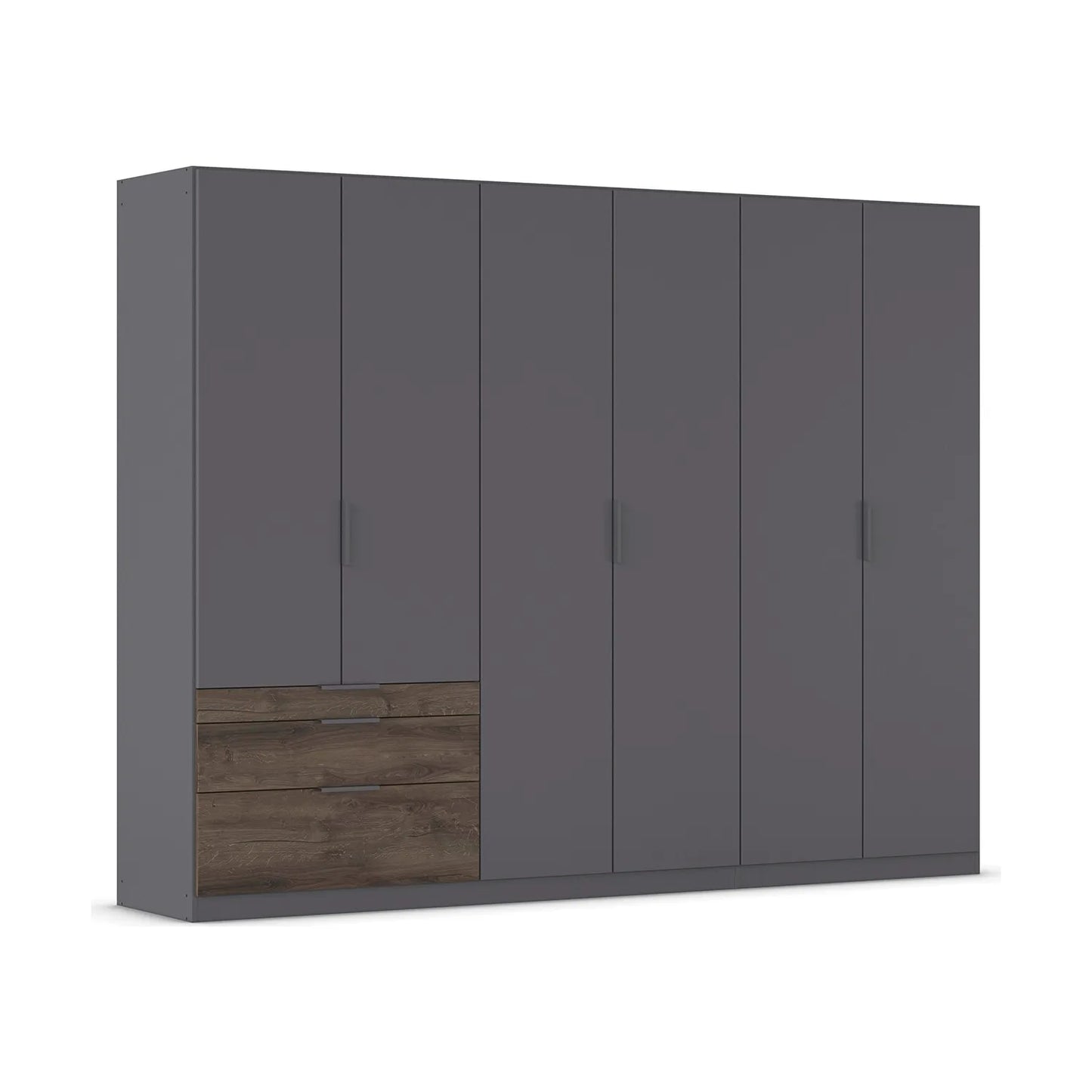 Kodi Graphite 6 Door Wardrobe with 3 Drawers – W271cm