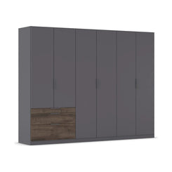 Kodi Graphite 6 Door Wardrobe with 3 Drawers – W271cm