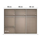 Wardrobe with sliding doors and measurements on a white background
