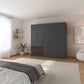 Kodi Graphite 5 Door Wardrobe with 3 Drawers – W226cm