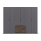 Gray wardrobe with a wooden drawer on a white background