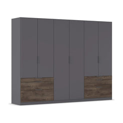 Kodi Metallic Grey 6 Door Wardrobe with 6 Drawers – W271cm
