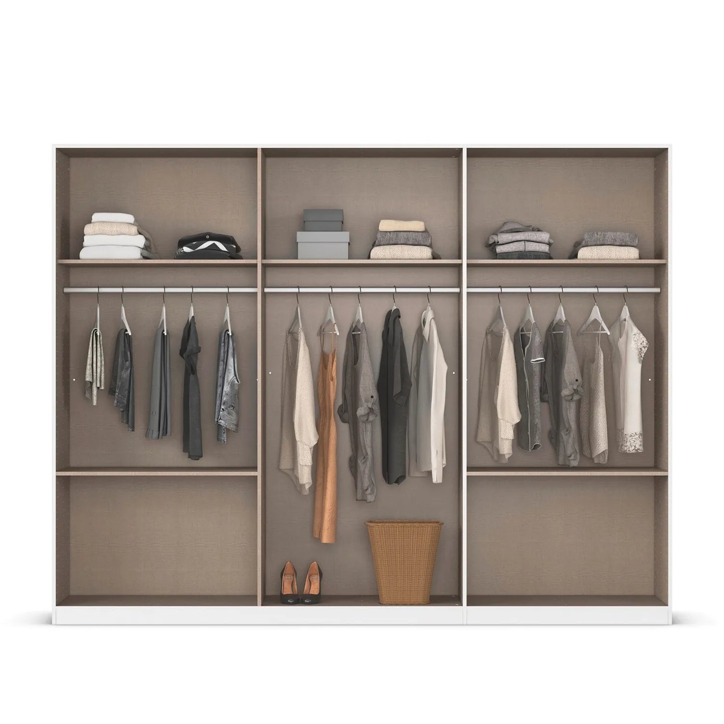 Kodi White 6 Door Wardrobe with 6 Drawers – W271cm - Interior Styled in  a Bedroom - Closeup View