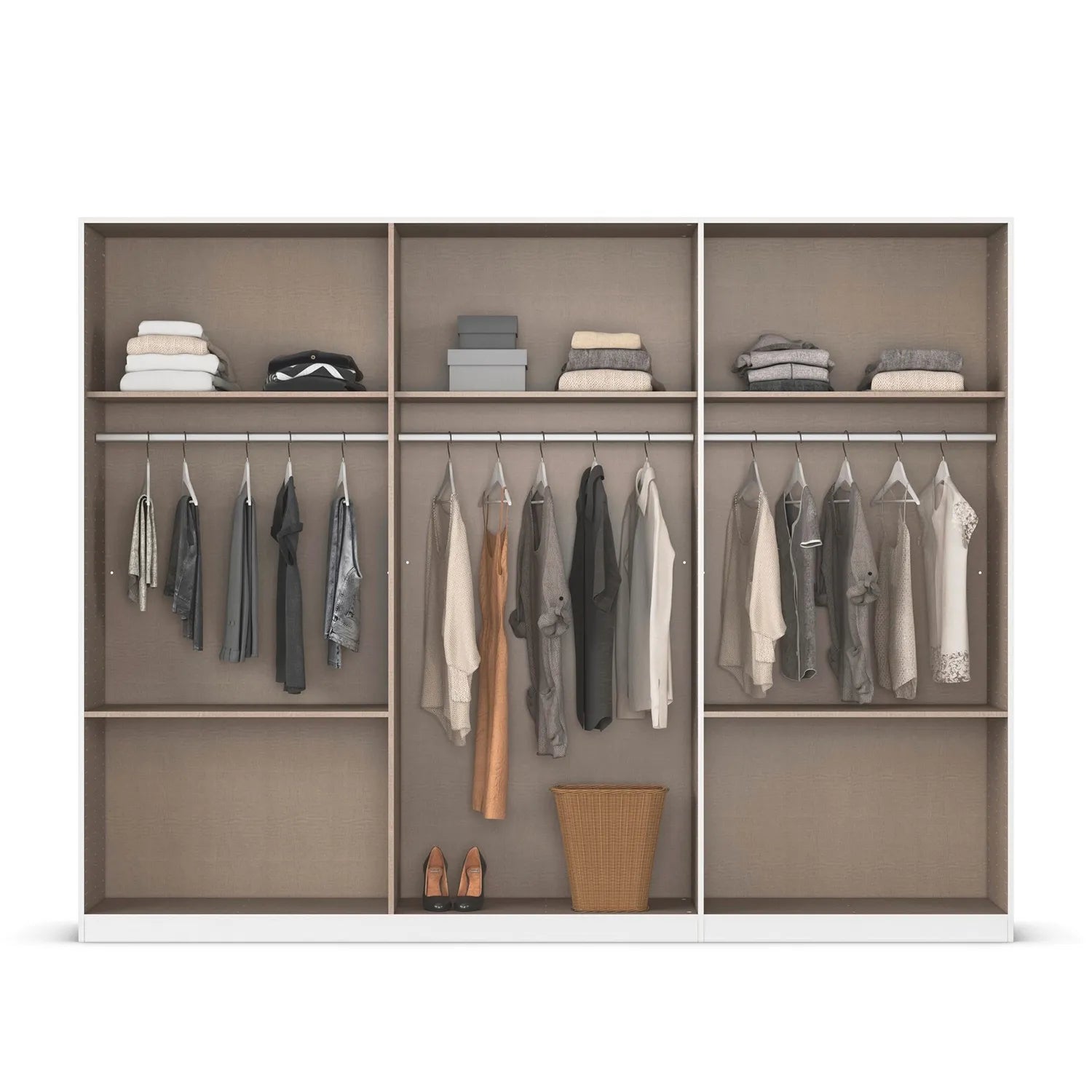 Kodi White 6 Door Wardrobe with 6 Drawers – W271cm - Interior Styled in  a Bedroom - Closeup View