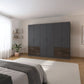 Modern bedroom with a large Kodi Metallic Grey 6 Door Wardrobe with 6 Drawers – W271cm