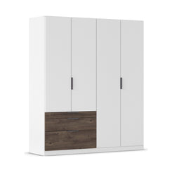 Kodi White 4 Door Wardrobe with 3 Drawers – W181cm - Side Closeup View