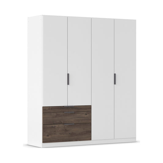 Kodi White 4 Door Wardrobe with 3 Drawers – W181cm - Side Closeup View