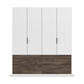Rauch Kodi White 4 Door Wardrobe with 6 Drawers in Oak Finish