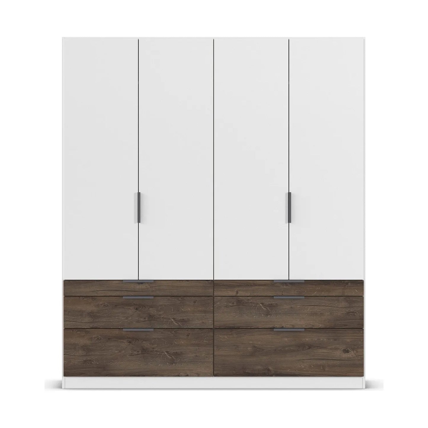Rauch Kodi White 4 Door Wardrobe with 6 Drawers in Oak Finish