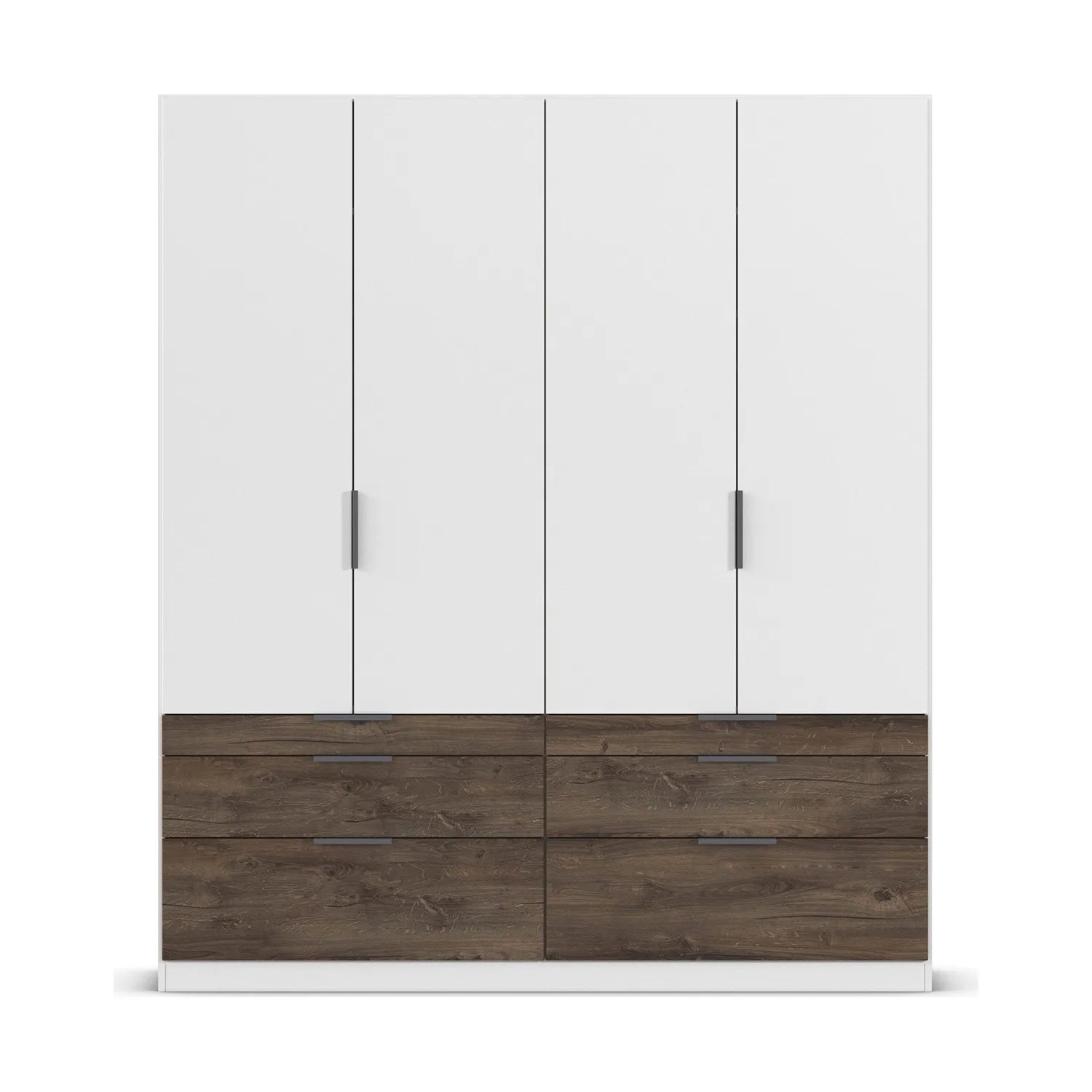 Rauch Kodi White 4 Door Wardrobe with 6 Drawers in Oak Finish