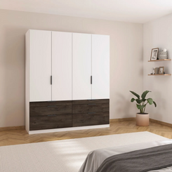 Rauch Kodi White 4 Door Wardrobe with 6 Drawers  in a bedroom setting width 181cm