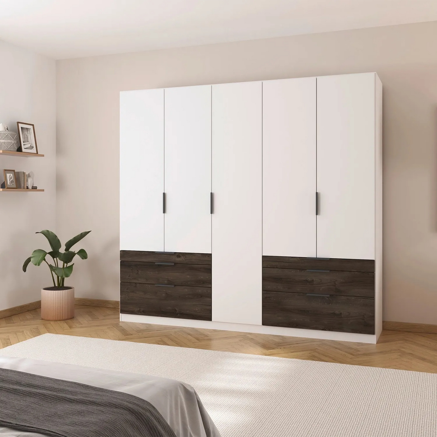 Rauch Kodi White 5 Door Wardrobe with 6 Drawers 