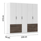 Kodi White 5 Door Wardrobe with 6 Drawers – W226cm