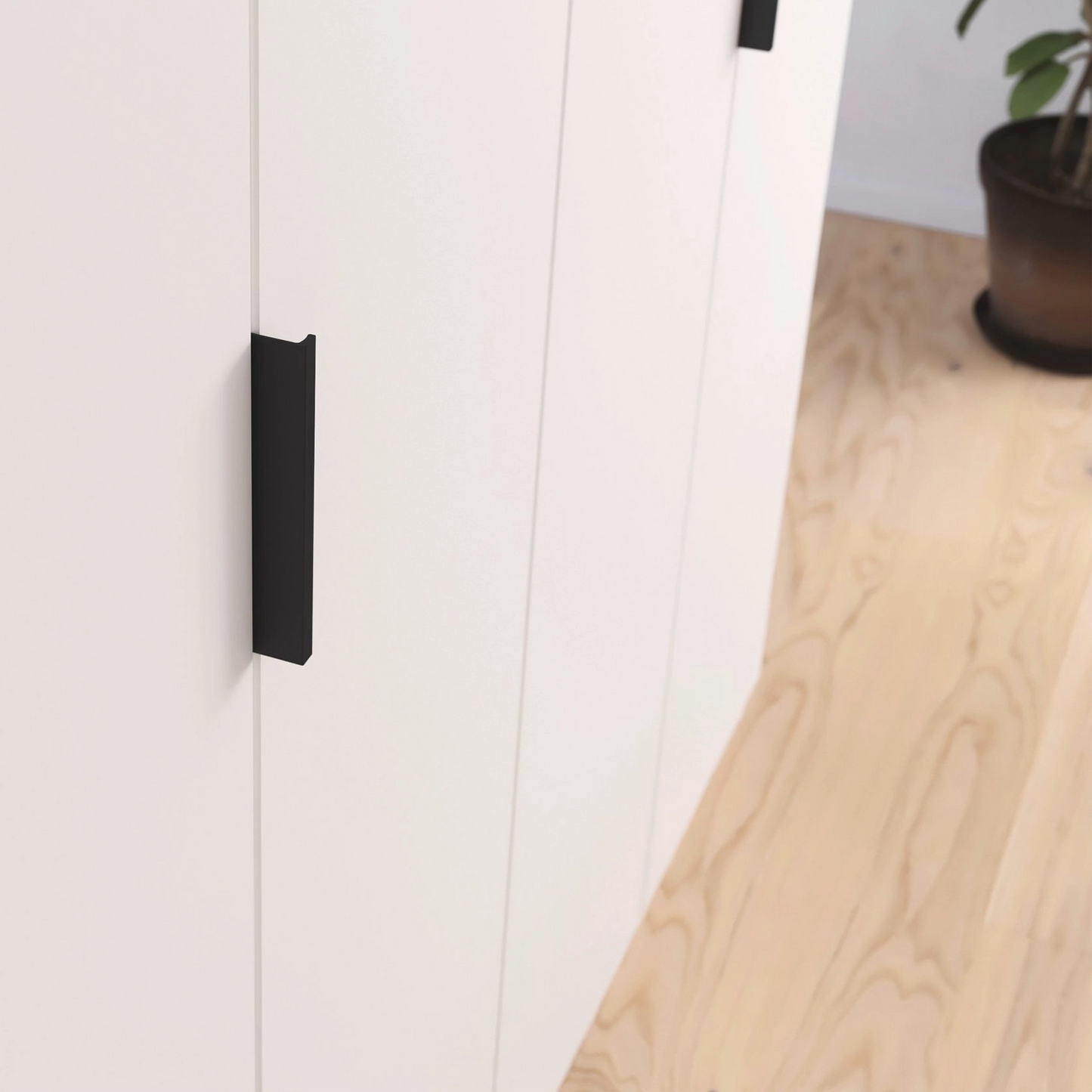 Kodi White 6 Door Wardrobe with 3 Drawers – W271cm - Handle Closeup View