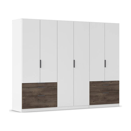 Kodi White 6 Door Wardrobe with 6 Drawers – W271cm