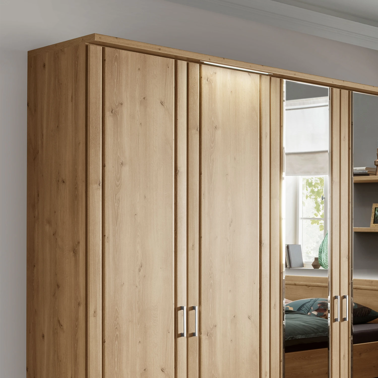 Cornice with Lights on Brixton Wardrobe close up
