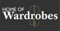 Logo for 'Home of Wardrobes' with text and a wardrobe silhouette on a black background