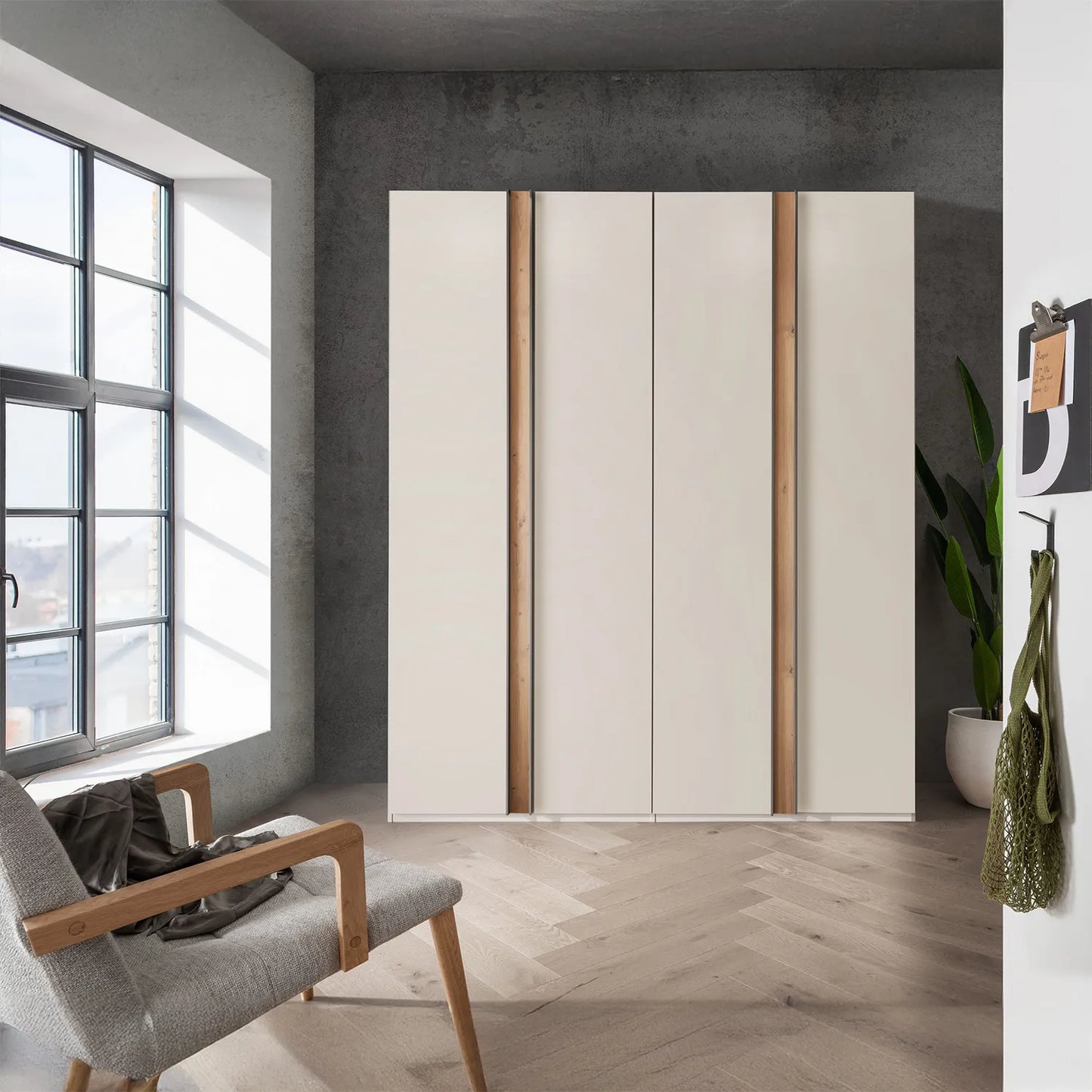 Wiemann Laguna 200cm Champagne 4 Door Wardrobe - Styled in a Bedroom