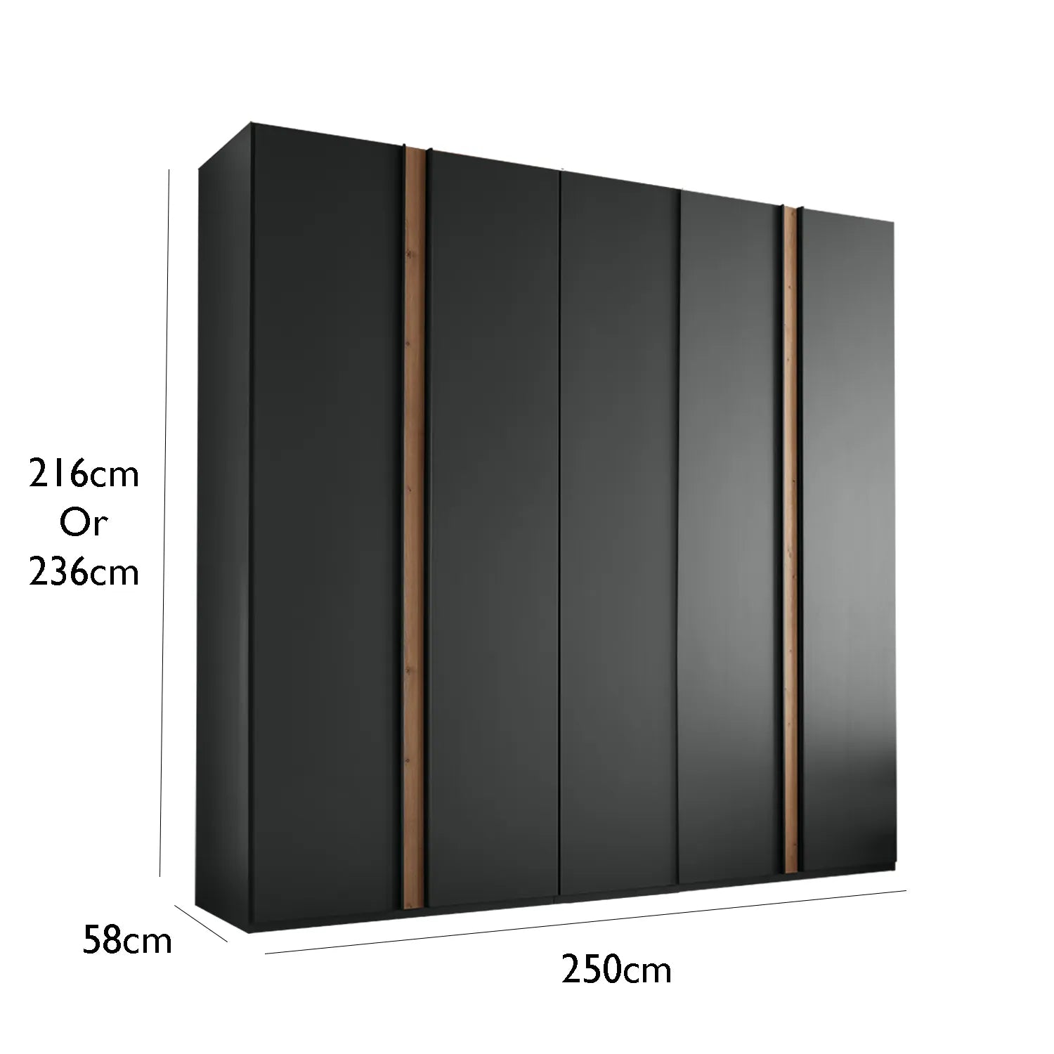 Laguna 250cm Graphite 5 Door Wardrobe - Pendle Village Furniture
