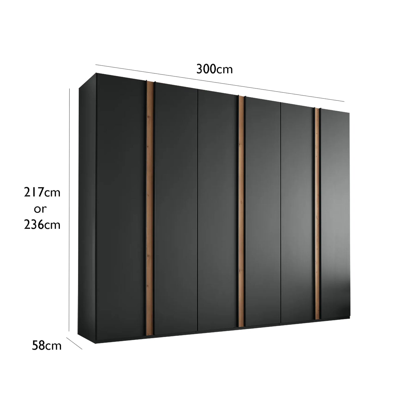 Laguna 300cm Graphite 6 Door Wardrobe 