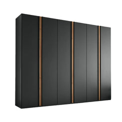 Wiemann Laguna 300cm Graphite 6 Door Wardrobe with Oak Panels