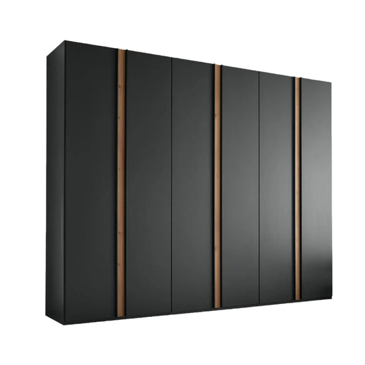 Wiemann Laguna 300cm Graphite 6 Door Wardrobe with Oak Panels