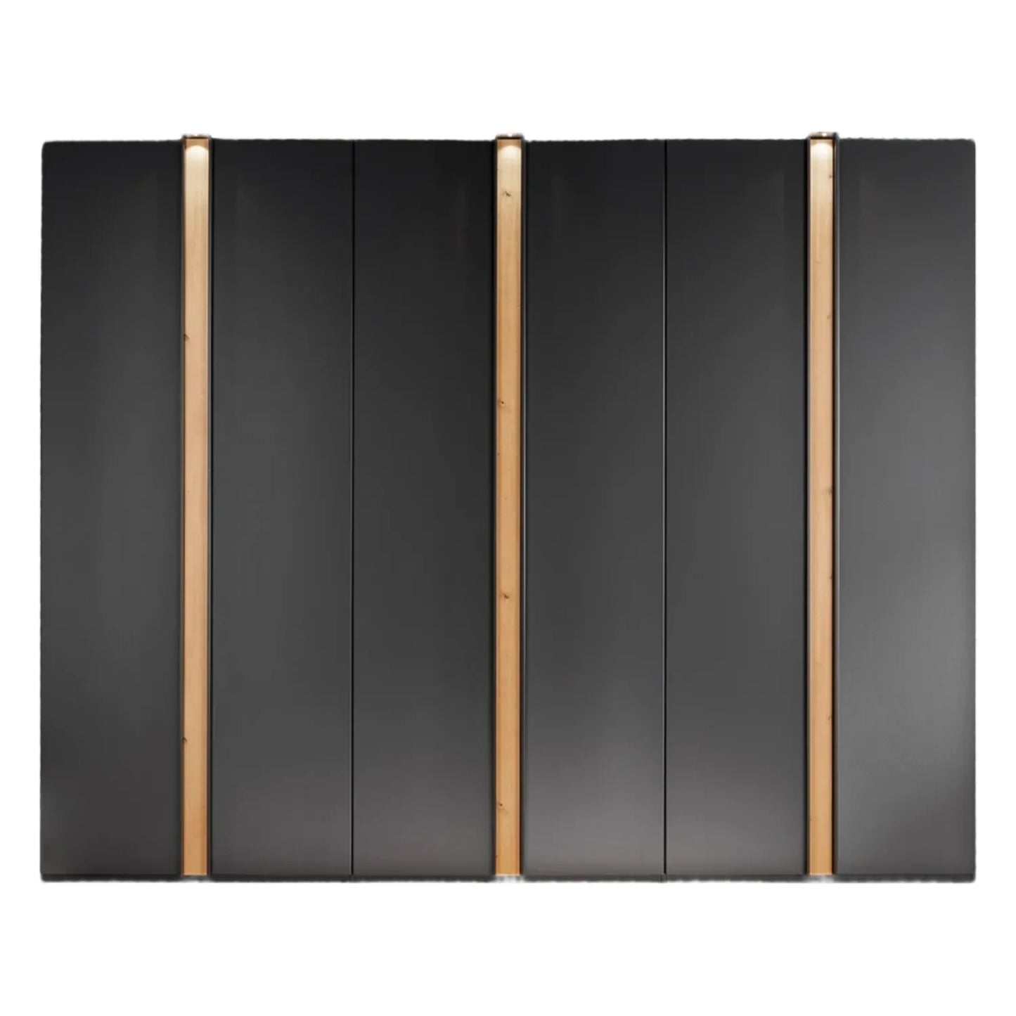 Modern Stylish Large Wiemann Laguna 300cm Graphite 6 Door Wardrobe with Oak Panels