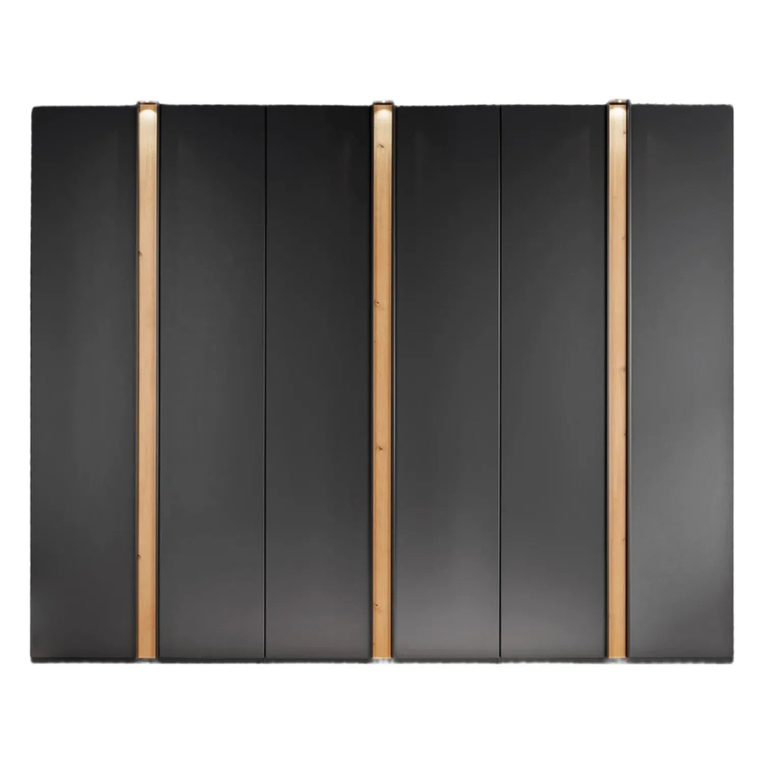 Modern Stylish Large Wiemann Laguna 300cm Graphite 6 Door Wardrobe with Oak Panels