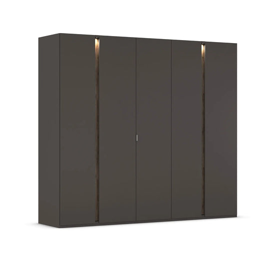 Larisa 251cm Graphite & Atlantic Oak Hinged 5 Door Wardrobe - Home Of Wardrobes