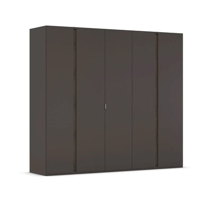Modern Larisa 251cm Graphite & Atlantic Oak Hinged 5 Door Wardrobe