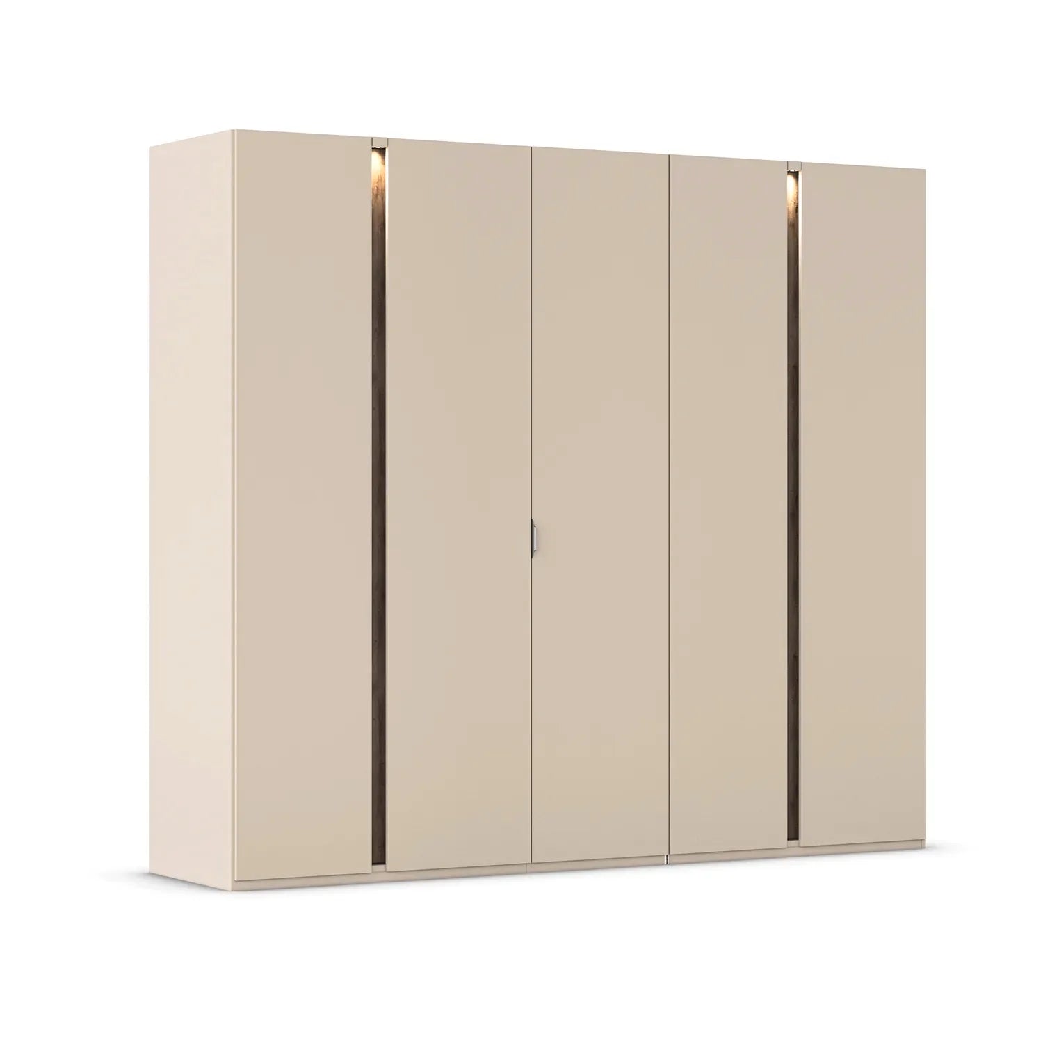 Larisa 251cm Champagne & Atlantic Oak Hinged 5 Door Wardrobe  - Home of Wardrobes