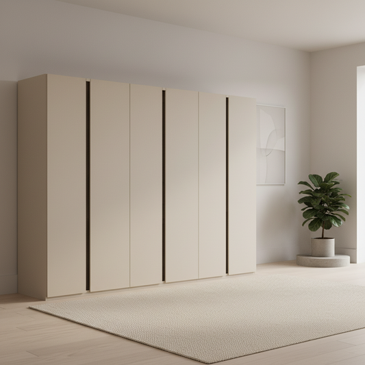 Rauch Larisa Champagne & Atlantic Oak Large 6 Door Hinged Wardrobe – 301cm