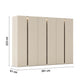 Larisa 301cm Champagne & Atlantic Oak Hinged 6 Door Wardrobe with dimensions labeled on a white background
