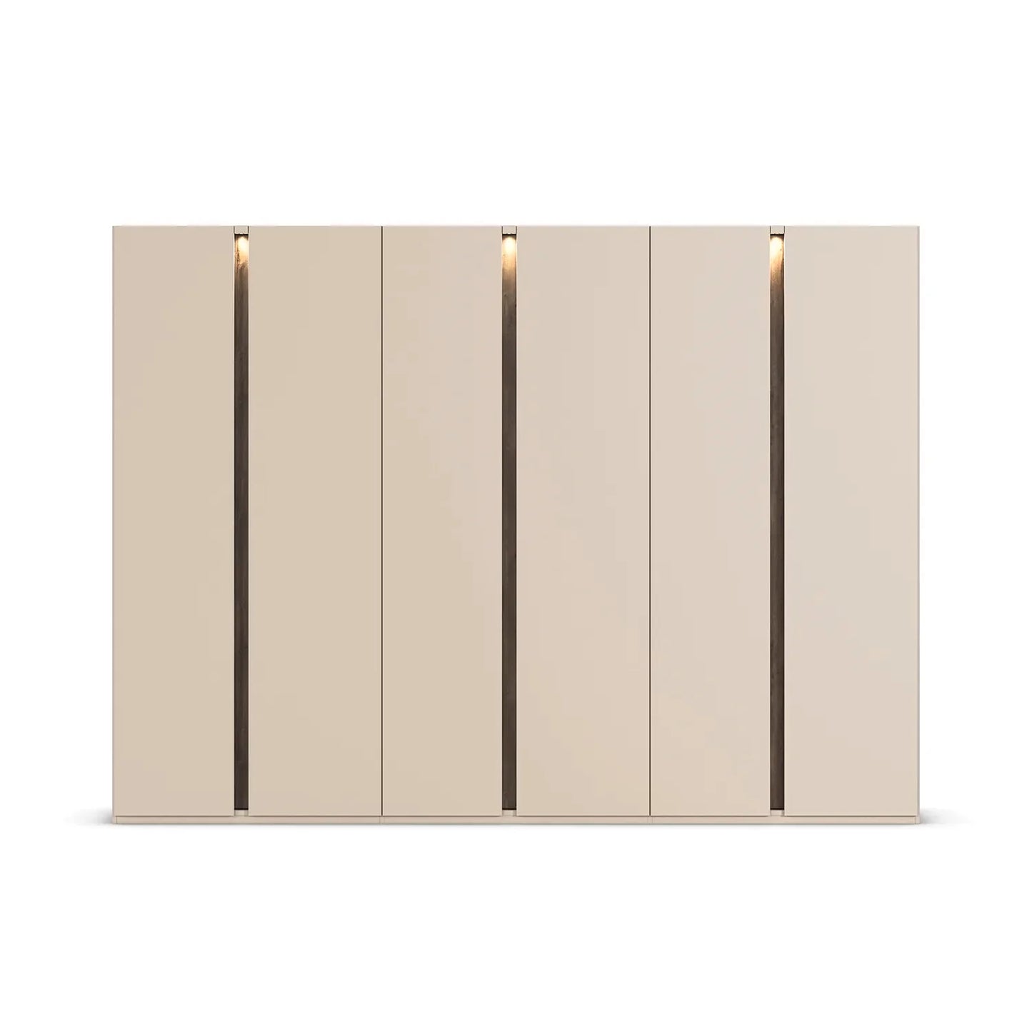 Larisa 301cm Champagne Hinged 6 Door Wardrobe with LED Lights