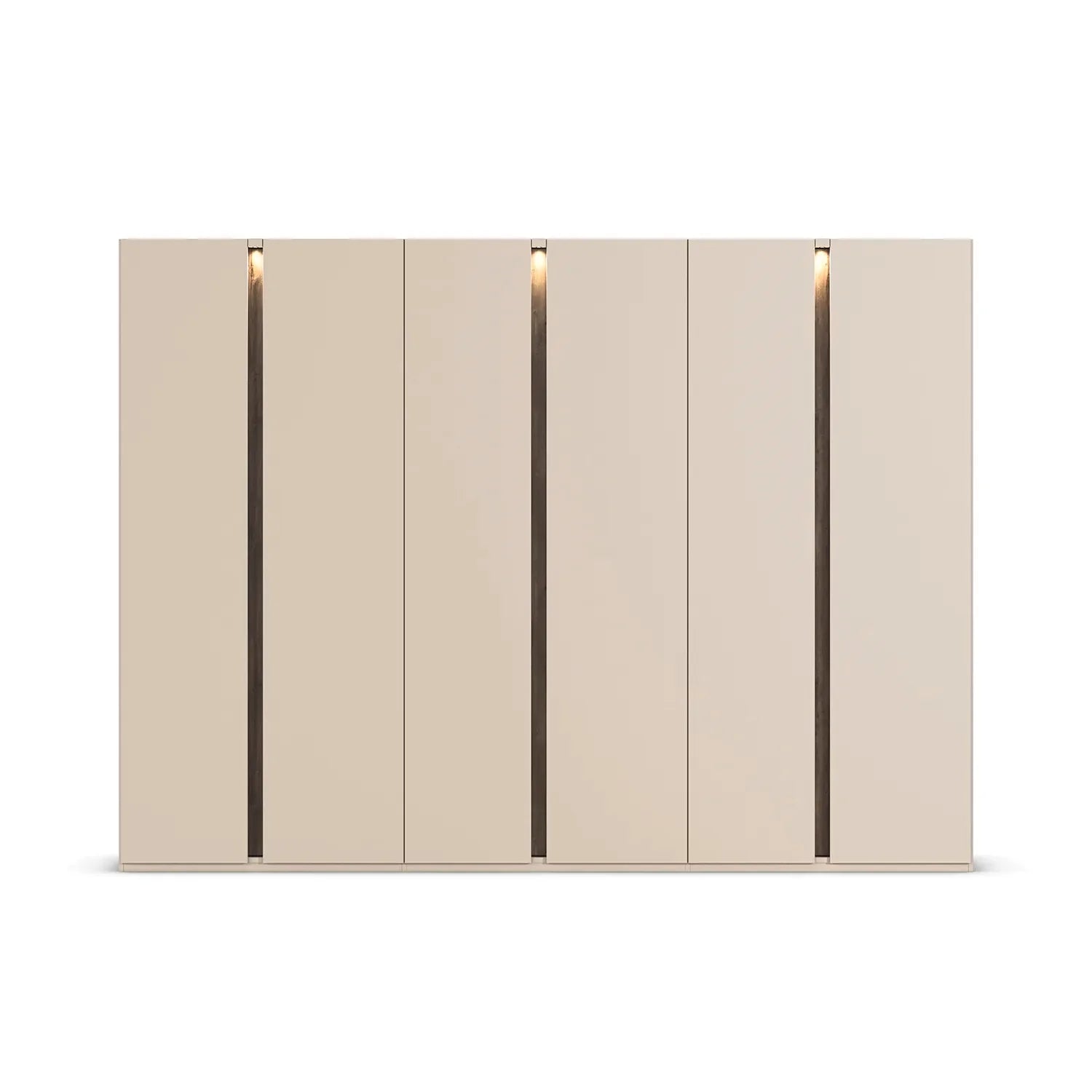 Larisa 301cm Champagne Hinged 6 Door Wardrobe with LED Lights