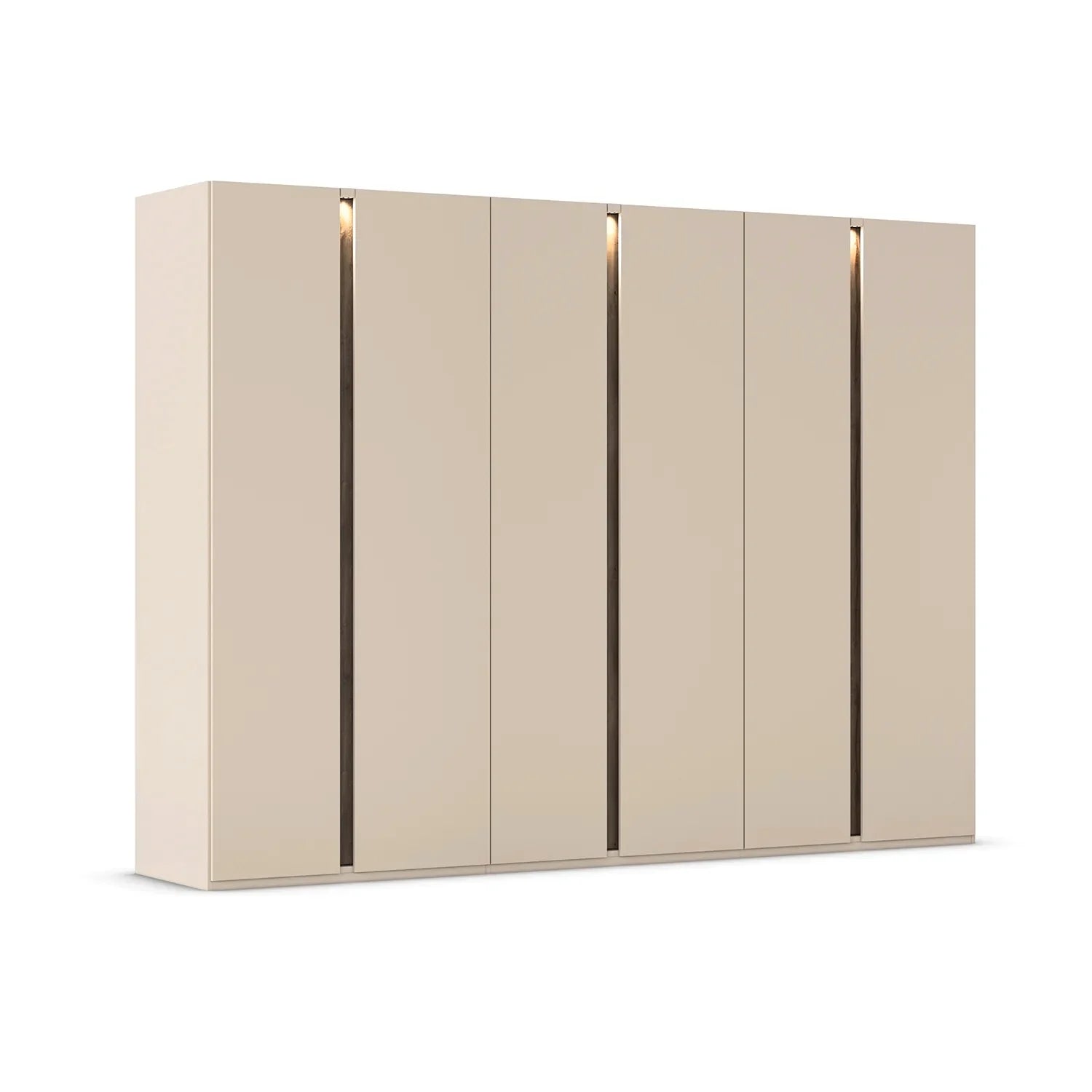 Larisa 301cm Champage 6 Door Wardrobe with LED Lights