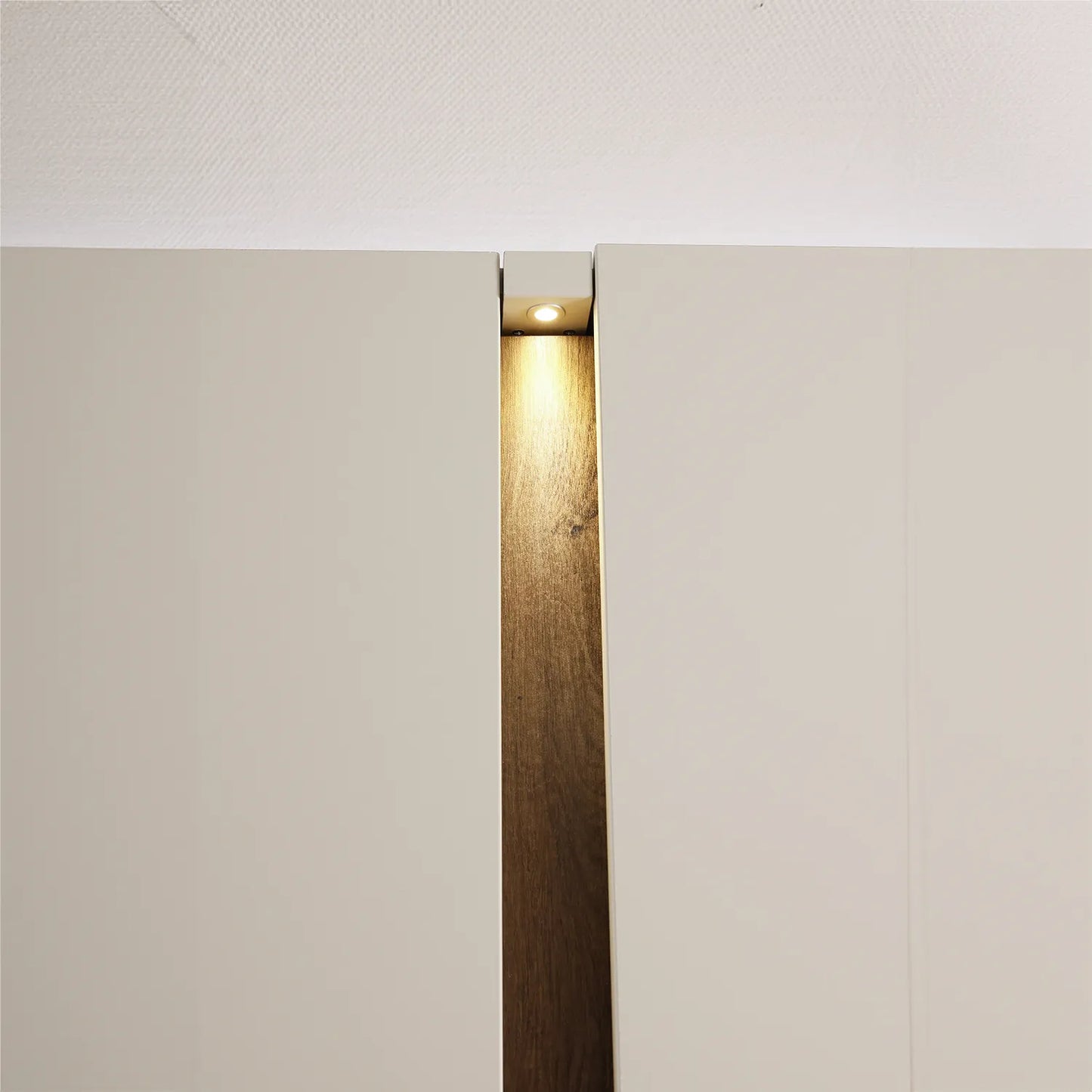 LED Light CLose Up of Larisa 301cm Graphite & Atlantic Oak Hinged 6 Door Wardrobe with LED Lights 