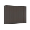Larisa 301cm Graphite & Atlantic Oak Hinged 6 Door Wardrobe 