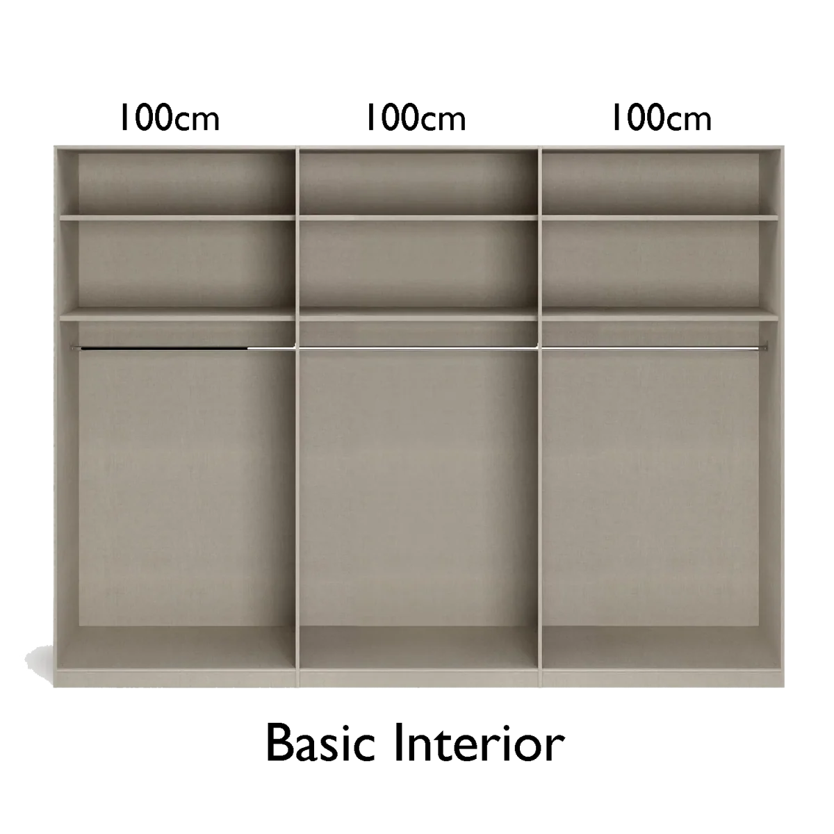 Larisa 301cm Graphite & Atlantic Oak Hinged 6 Door Wardrobe Interior details