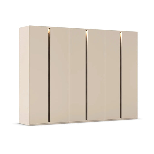 Larisa 301cm Champagne & Atlantic Oak Hinged 6 Door Wardrobe - Home Of Wardrobes