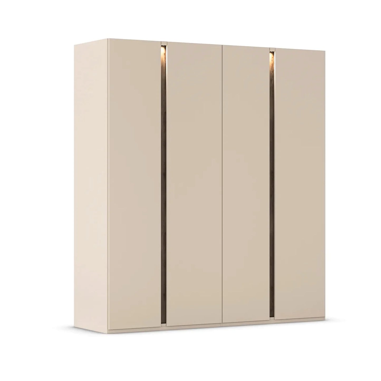 Larisa Champagne & Atlantic Oak Hinged 4 Door Wardrobe with LED Lights