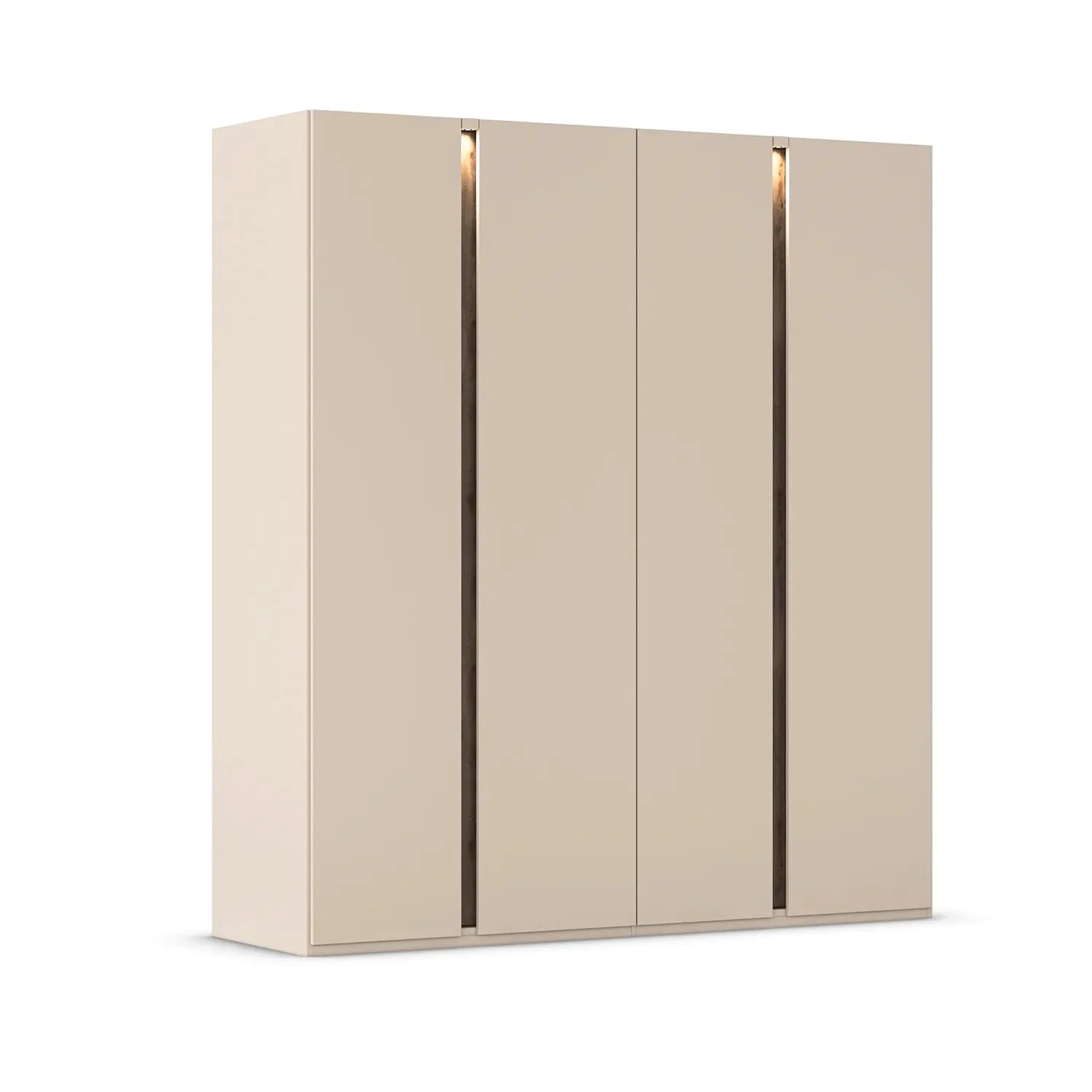 Larisa Champagne & Atlantic Oak Hinged 4 Door Wardrobe with LED Lights