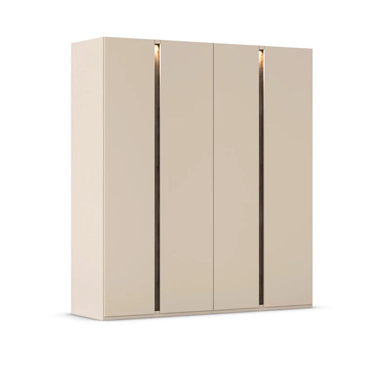 Larisa Champagne & Atlantic Oak Hinged 4 Door Wardrobe with LED Lights