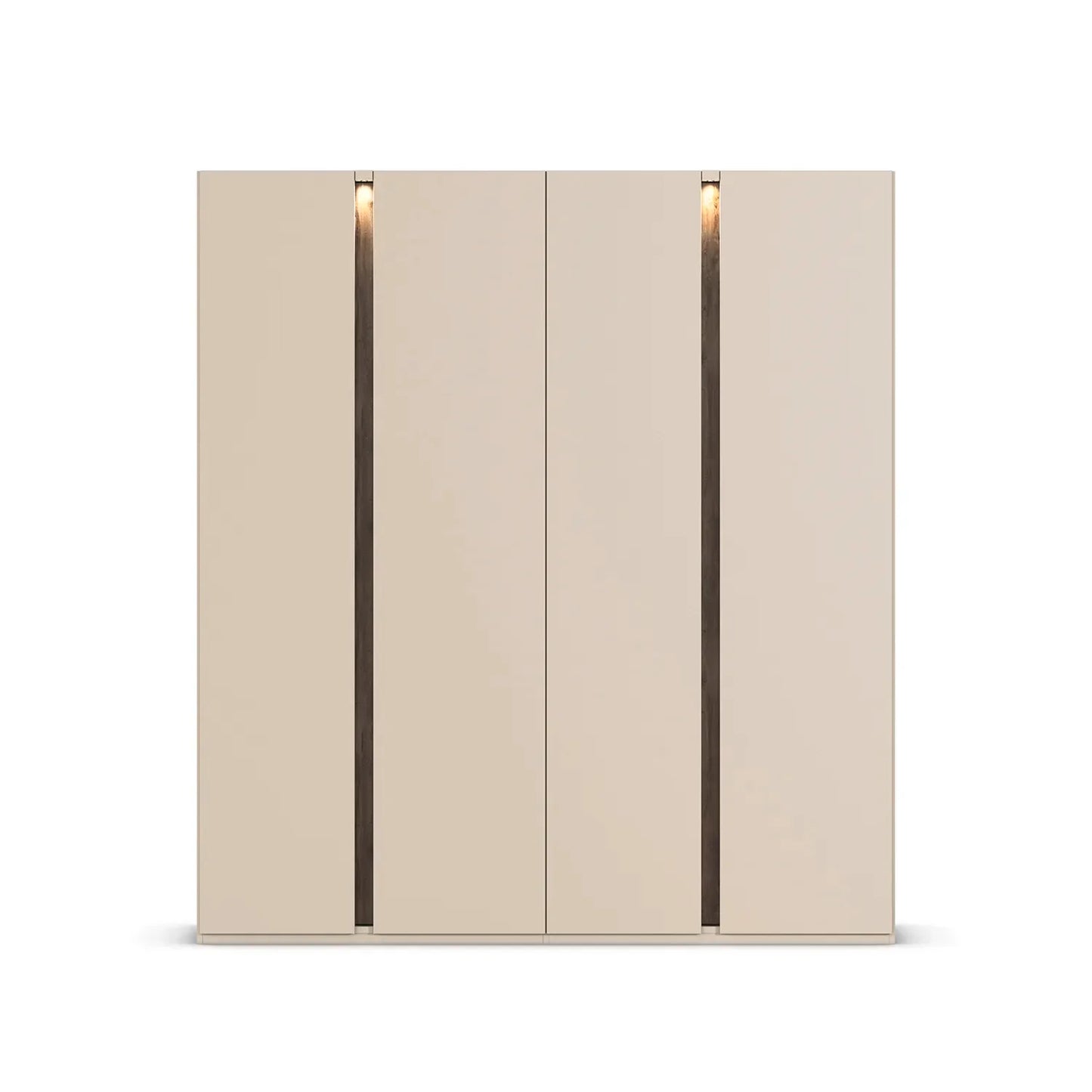 Larisa Champagne & Atlantic Oak Hinged 4 Door Wardrobe with LED Lights - Home Of Wardrobes