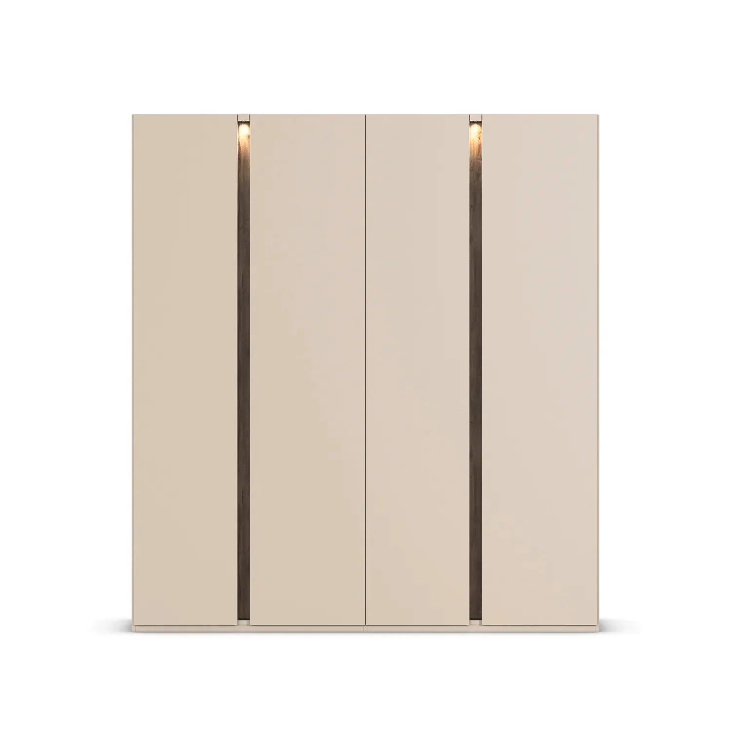 Larisa Champagne & Atlantic Oak Hinged 4 Door Wardrobe with LED Lights - Home Of Wardrobes