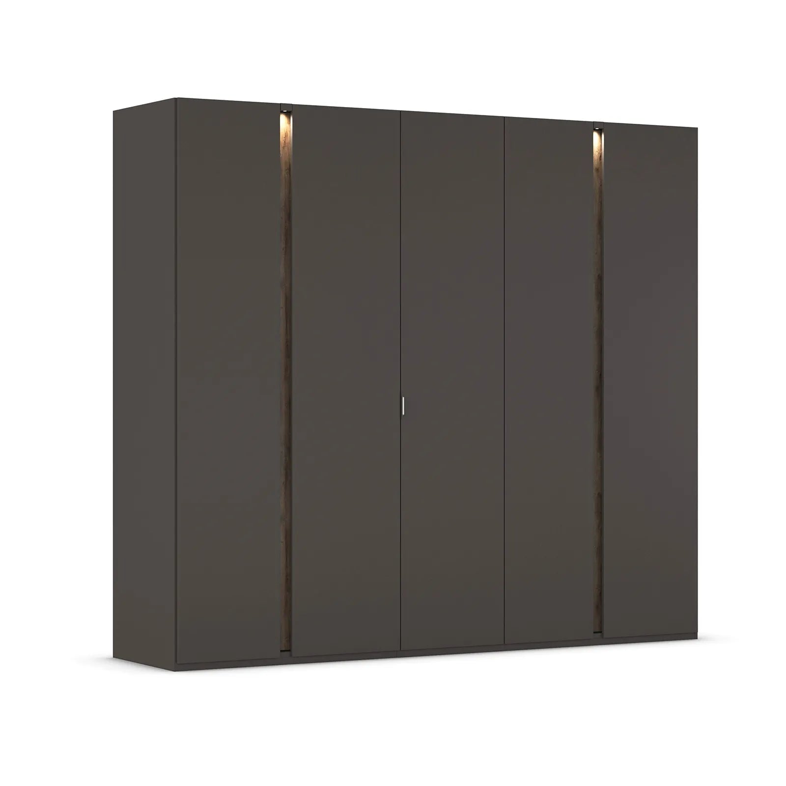 Larisa 251cm Graphite & Atlantic Oak Hinged 5 Door Wardrobe - Home Of Wardrobes