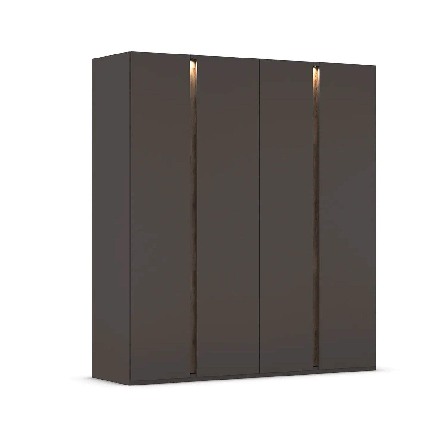 Larisa Graphite & Atlantic Oak Hinged 4 Door Wardrobe with Light
