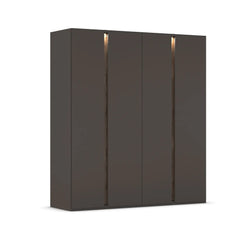 Larisa Graphite & Atlantic Oak Hinged 4 Door Wardrobe with Light