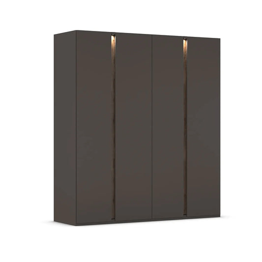 Larisa Graphite & Atlantic Oak Hinged 4 Door Wardrobe with Light