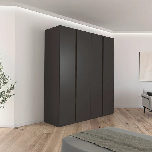 Larisa Graphite & Atlantic Oak Hinged 4 Door Wardrobe - Home Of Wardrobes